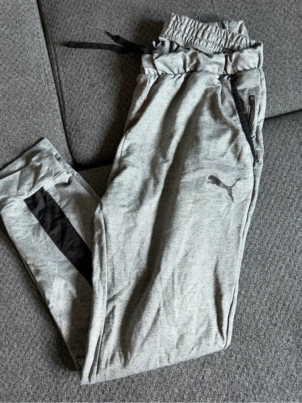 Puma Men's Light Gray Athletic Joggers with Black Accent